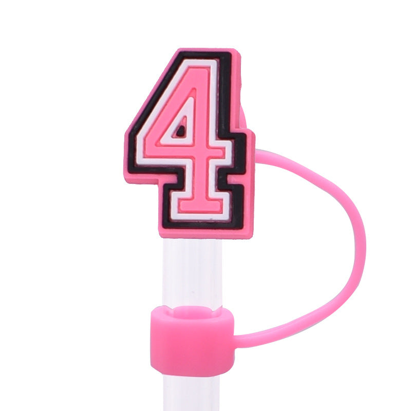 Wholesale Random 100pcs Pink letter cartoon Straw Cover Straw Tube Cap