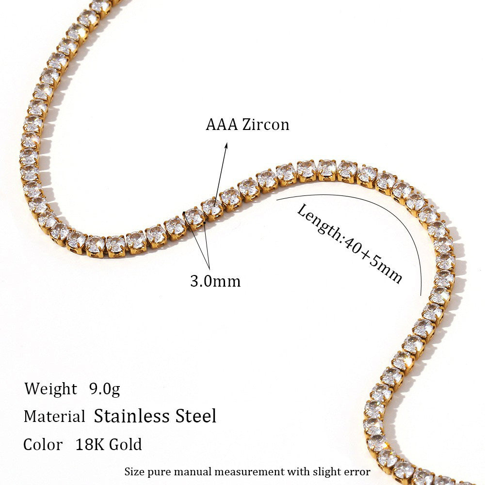 Wholesale Trendy European American Fashion Stainless Steel Zircon Necklace,  Jewelry Accessory for Women