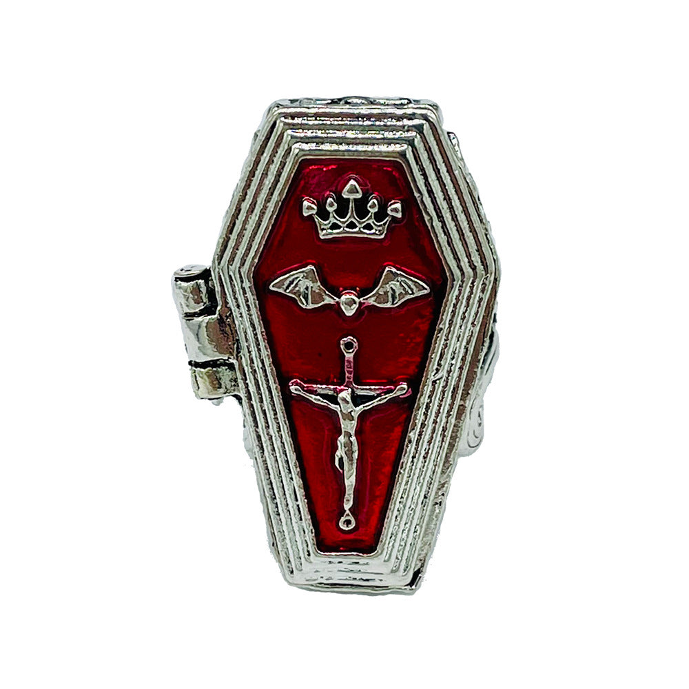 Wholesale Retro Vampire Coffin Gothic Cross Bat Ring