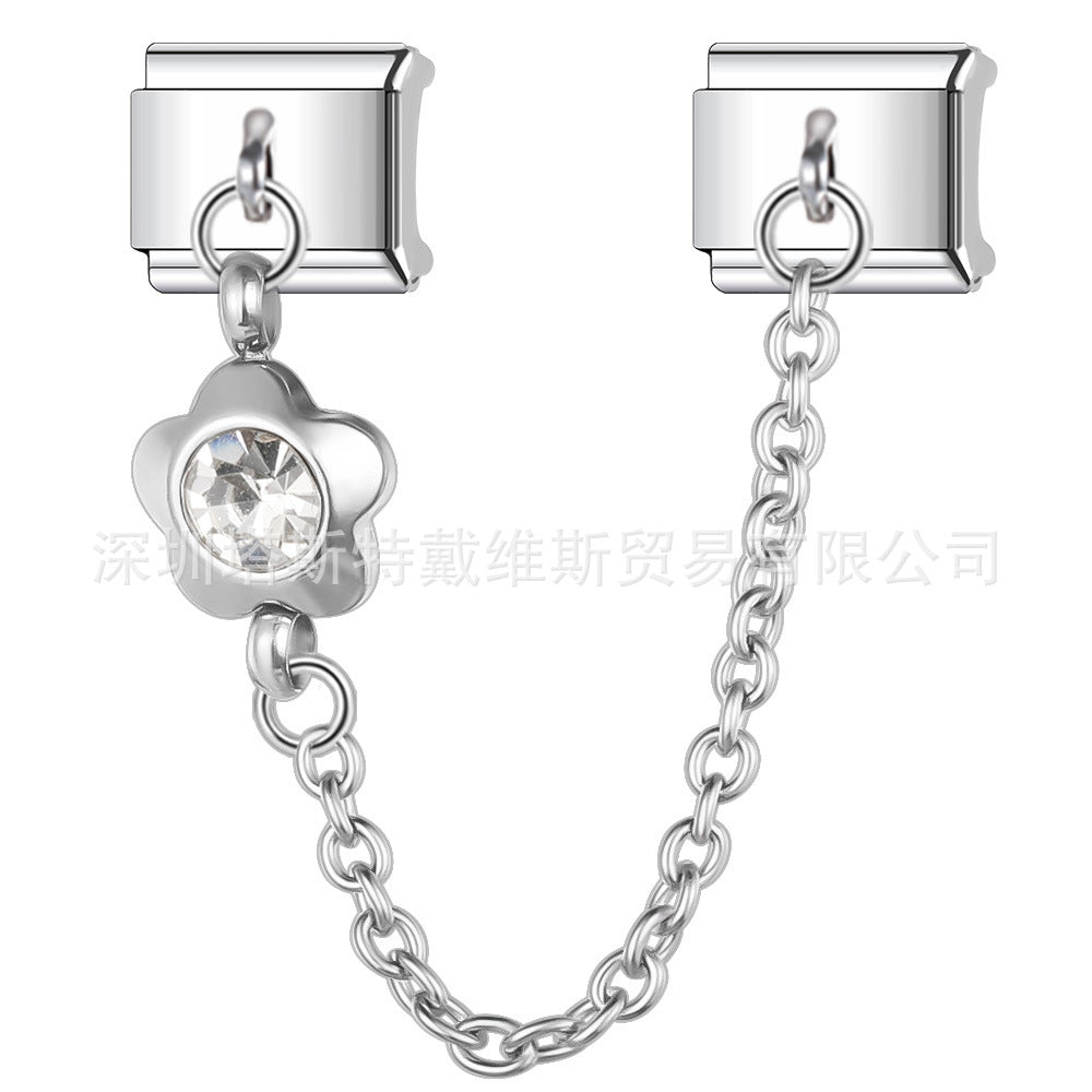 Wholesale Italian Modular Starry Sky Rhinestone Chain Bracelet,  Stainless Steel Electroplated,  Chic Jewelry Accessory for Everyday Wear