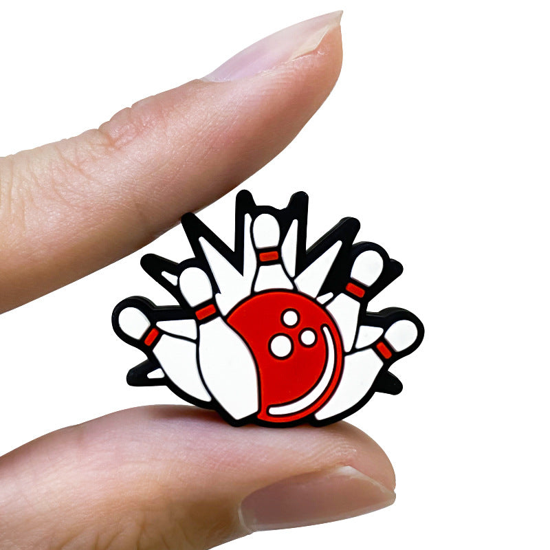 Wholesale 10pcs Cute Bowling Silicone Beads Focal Beads DIY Bead Pen Accessories ACC-BDS-WDX211