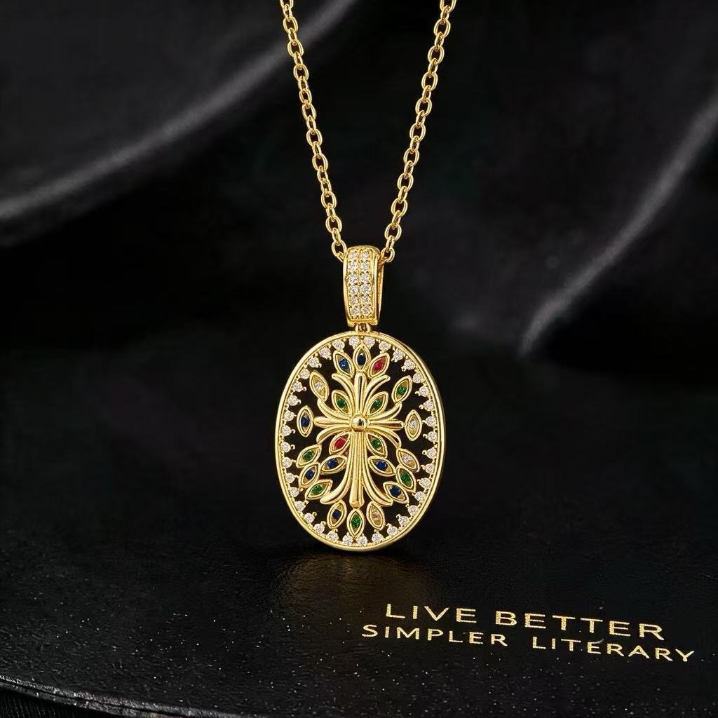 Wholesale Stylish Women S Gold Plated Copper Zircon Oval Hollow Collarbone Necklace Trendy Jewelry Accessory For Party Gift And Boutique Resale