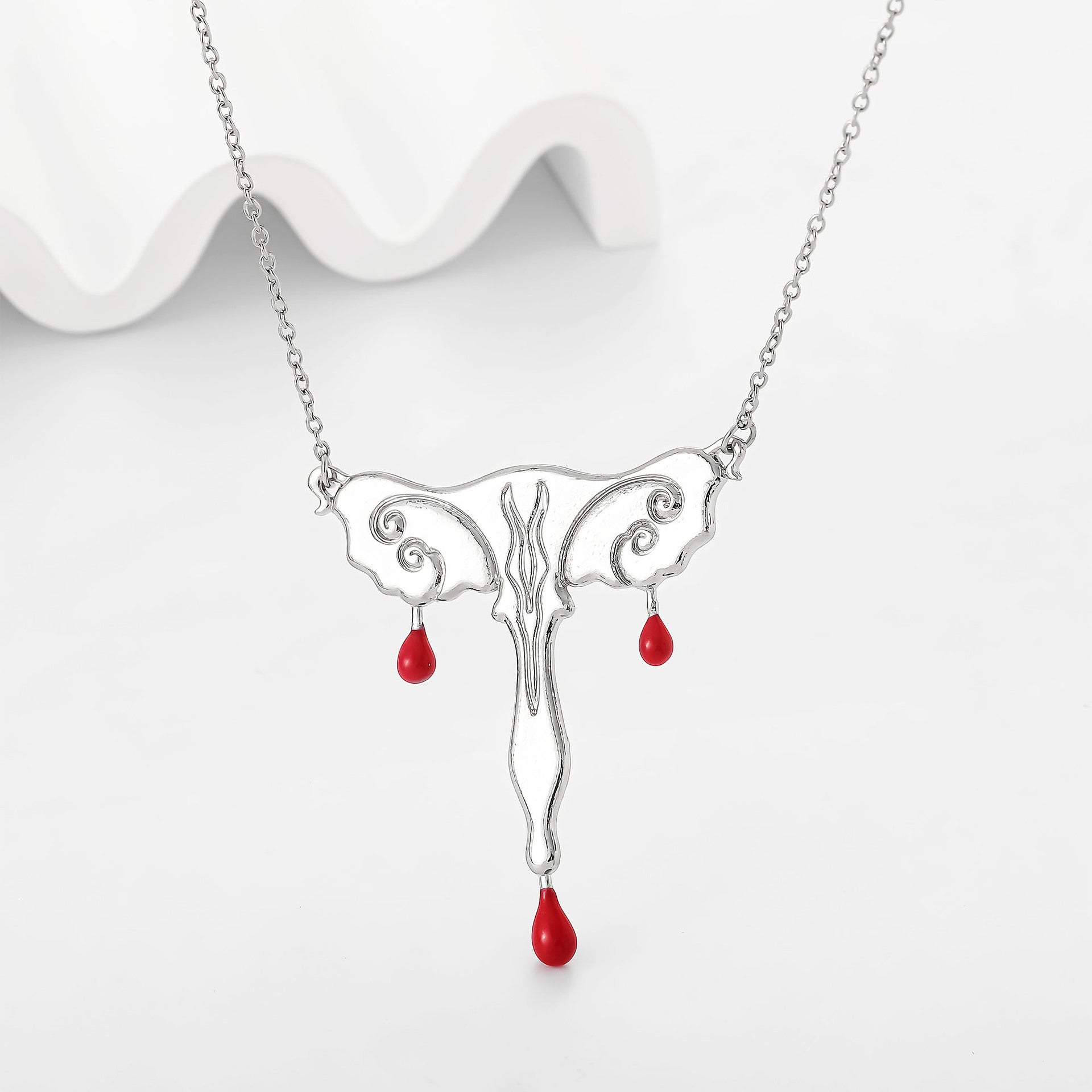 Wholesale Mother's Day Personalized Water Drop Oil Uterus Shape Pendant Necklace