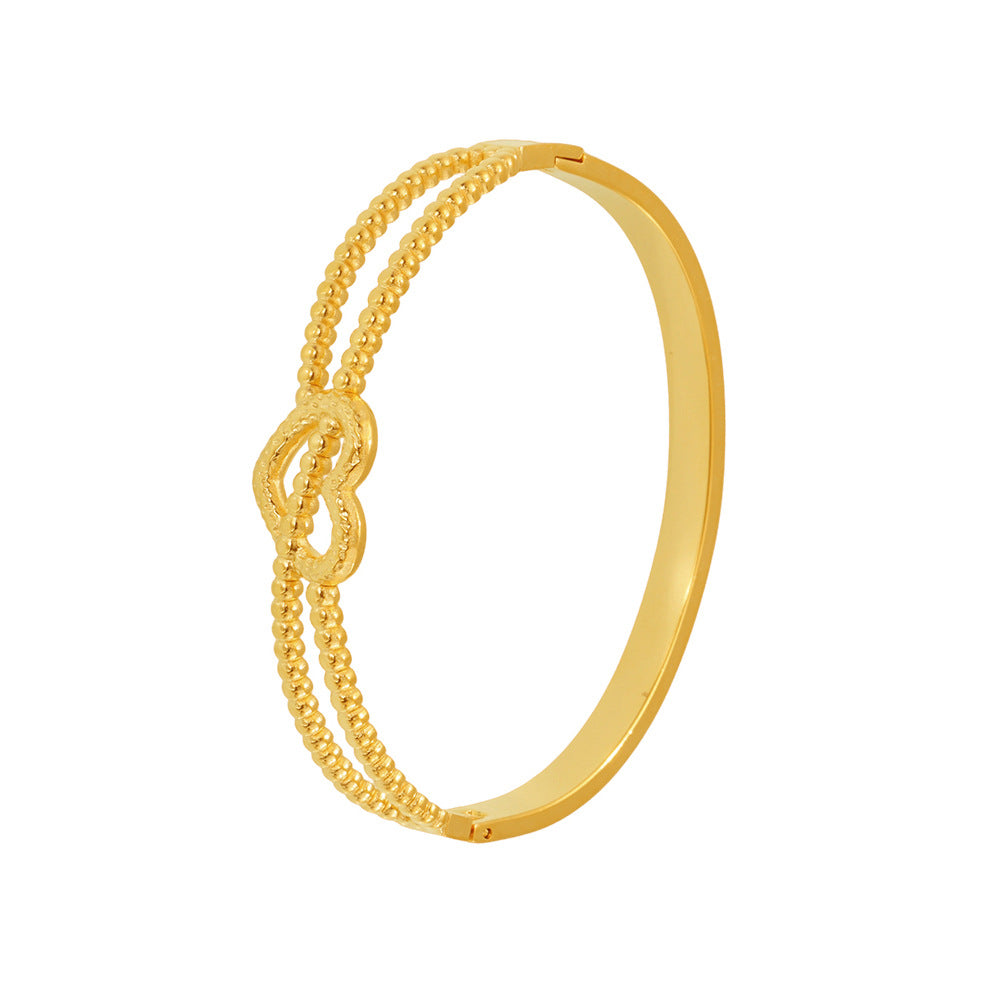 Wholesale Stainless Steel  Personality Double Line Hollow Love Snap Bracelet