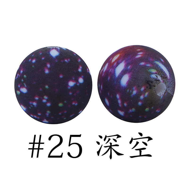 Wholesale 50pcs Western Style Leopard Skull Color Aztec Printed Silicone Balls Beads ACC-BDS-HeSheng007