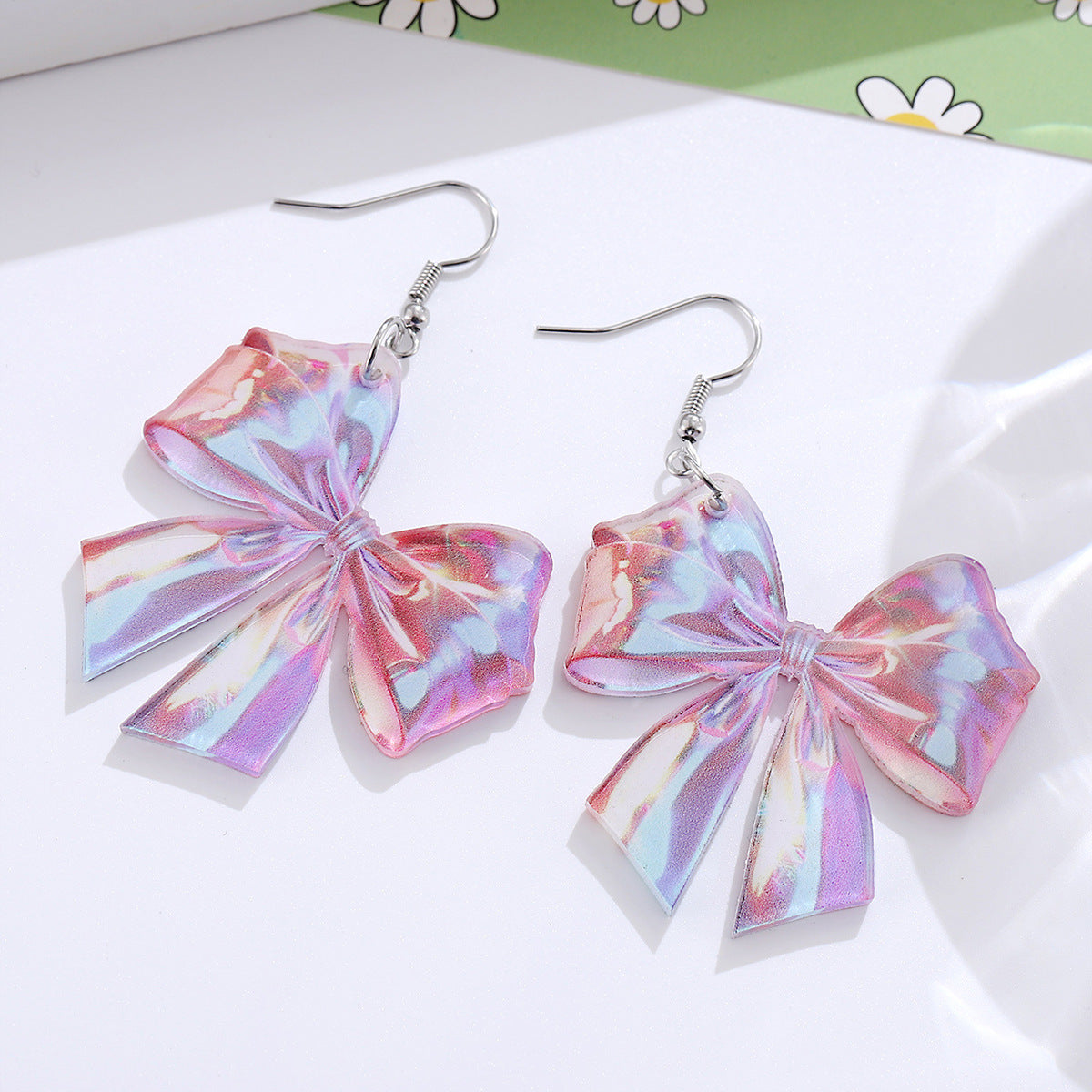 Wholesale Y2K Colorful Bowknot Acrylic Pendant Earrings