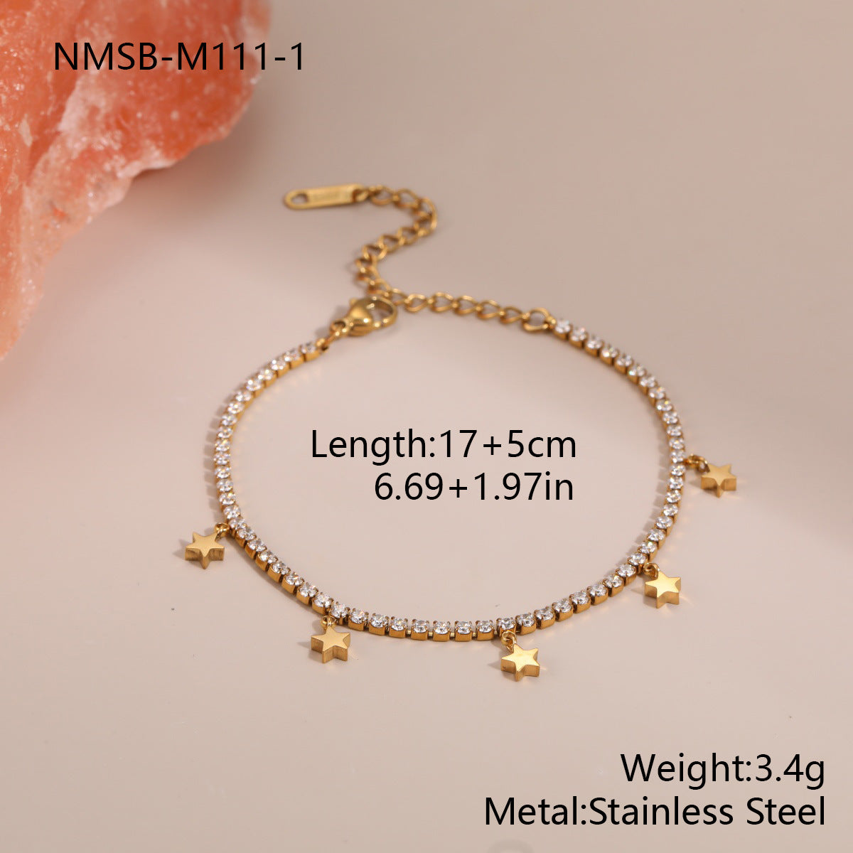 Wholesale Stainless steel full diamond star bracelet