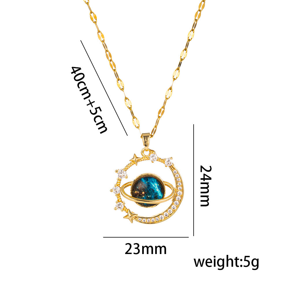 Wholesale Titanium Steel Necklace Planet Starry Sky Necklaces Clavicle Chain ACC-NE-Kucai002