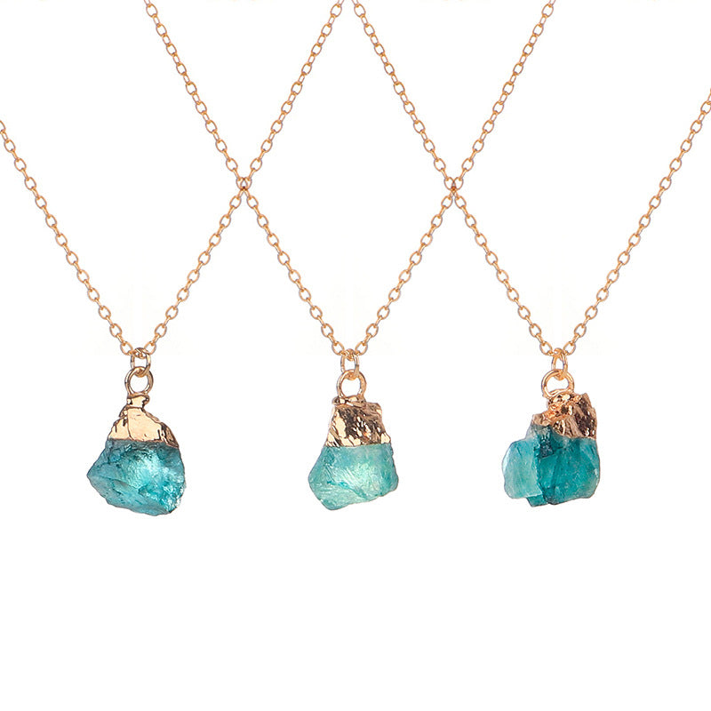 Wholesale Colored Natural Stone Irregular Birthstone Crystal Alloy Necklace ACC-NE-ZhuangZ005