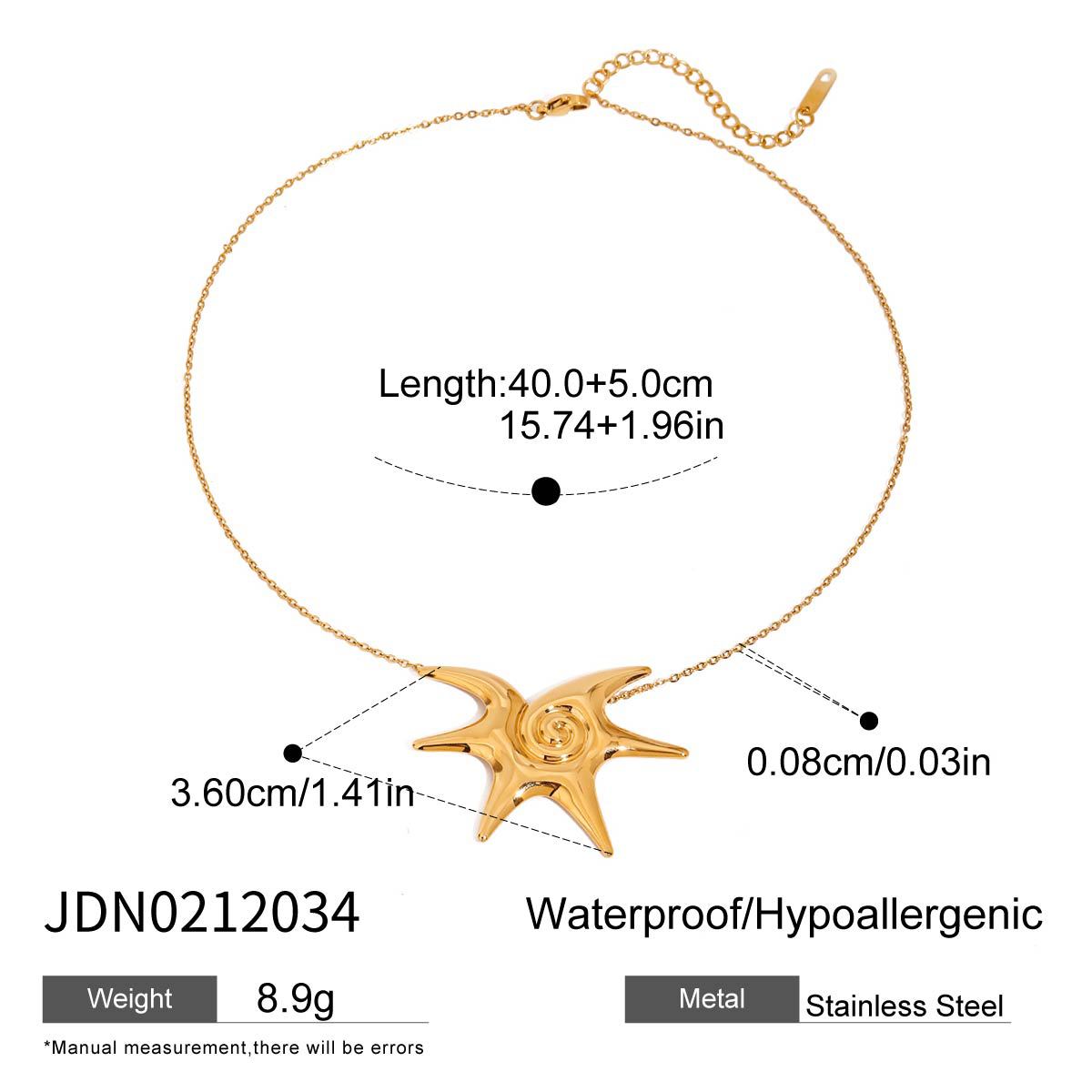 Wholesale 18K Gold Stainless Steel Irregular Starfish Vortex Spiral Earrings Necklaces