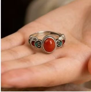 Wholesale Mongolian Ethnic Design Retro Ring Copper Adjustable White Stone Fashion Accessory