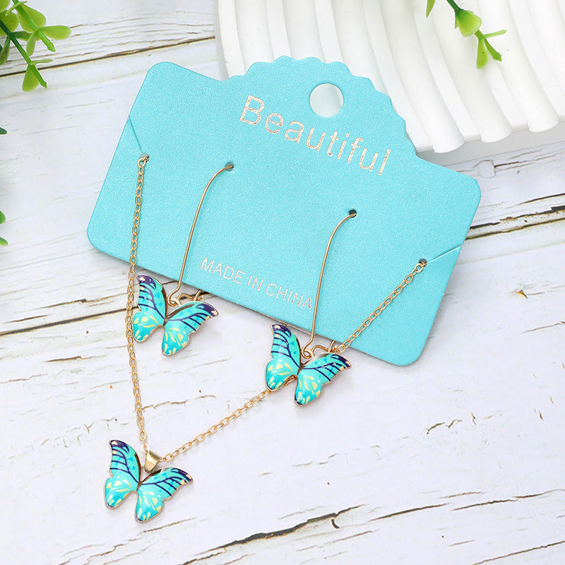 Wholesale  Three-piece Set Summer Beach Style Color Butterfly Gold Chain