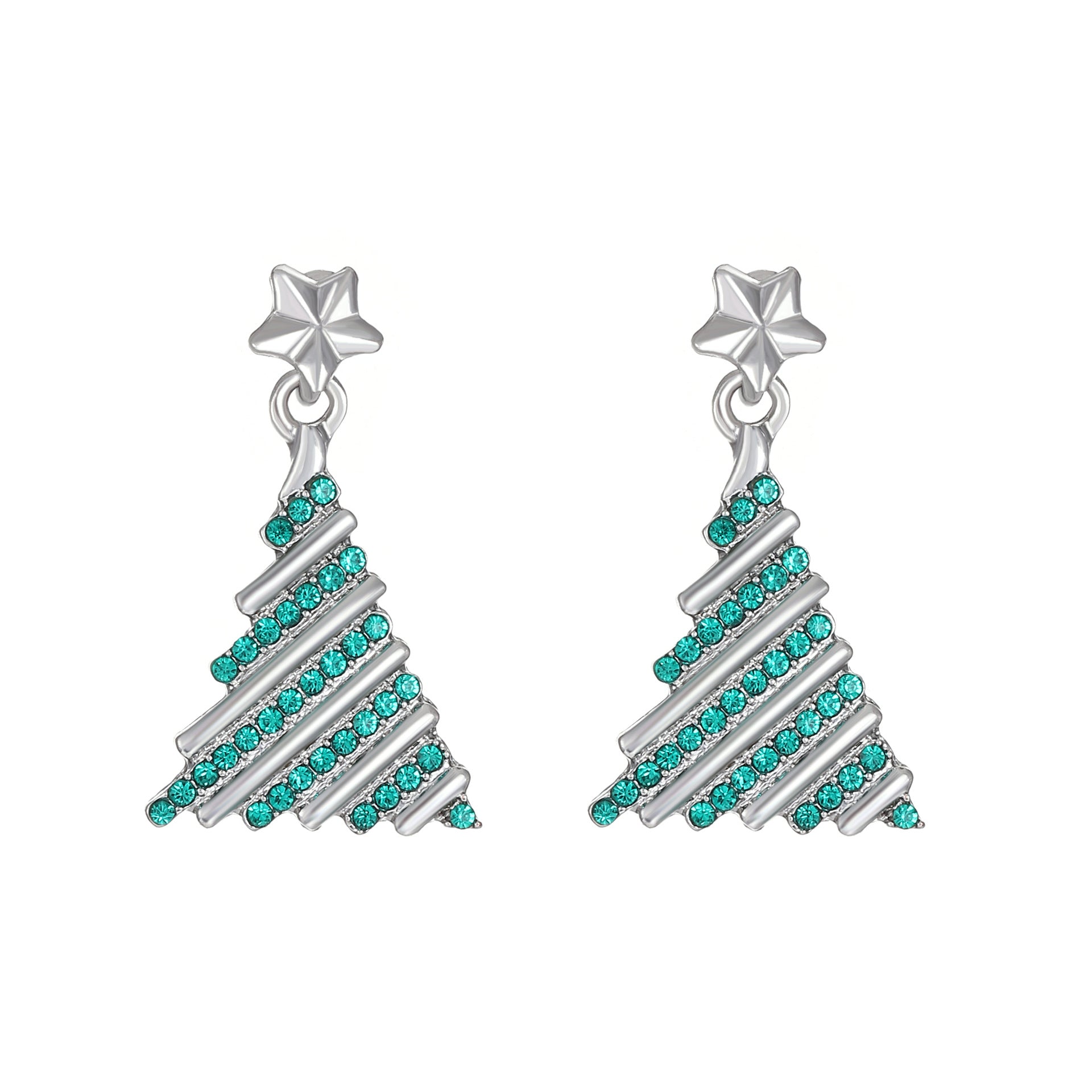 Boucles d'oreilles arbres de Noël incrustées de diamants créatifs en gros