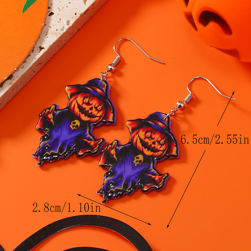 Wholesale Pumpkin Ghost Halloween Party Acrylic Funny Earrings ACC-ES-Haoc002