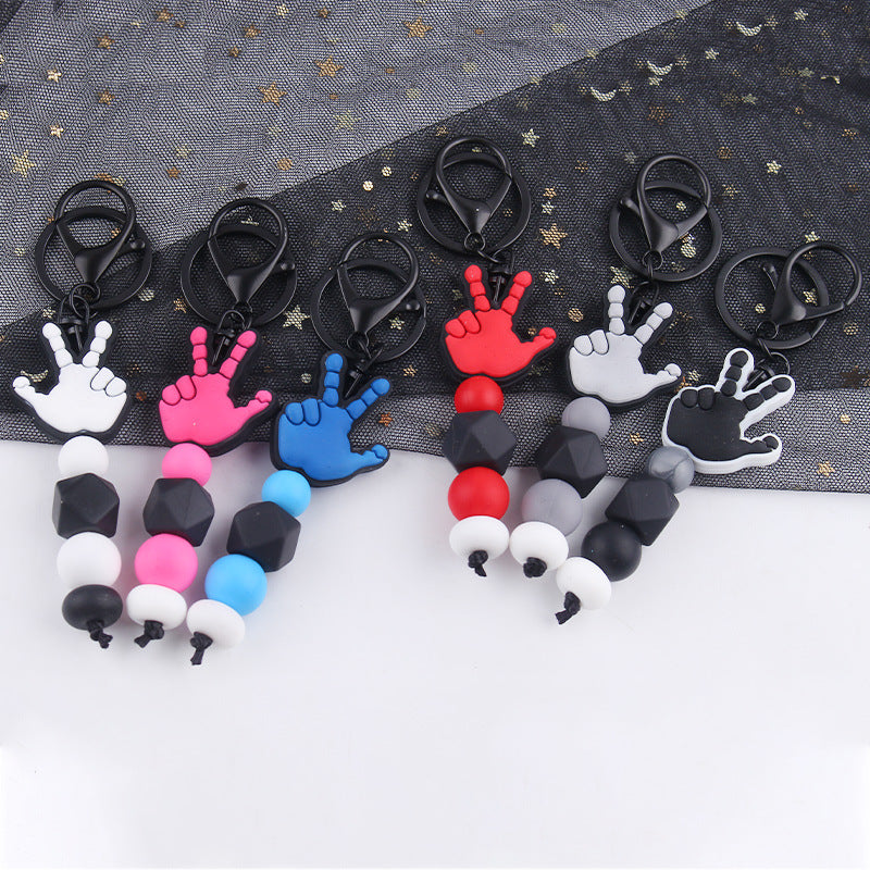 Wholesale Cartoon Palm Silicone Beaded Keychain ACC-KC-GuangTian074