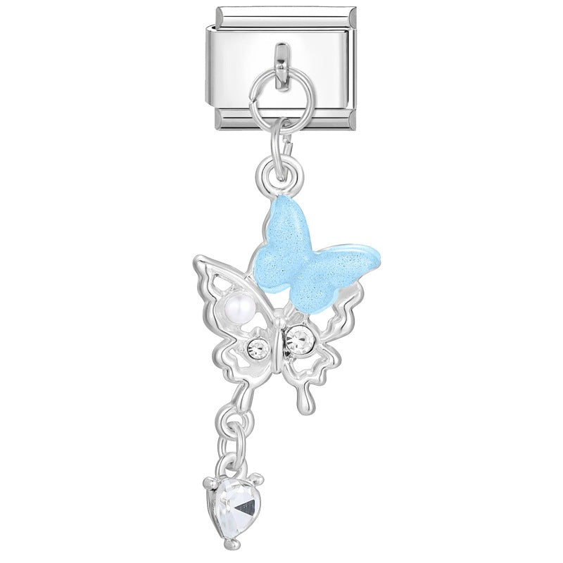 Wholesale Charms module handmade colored diamond pendant personalized butterfly moon DIY module bracelet