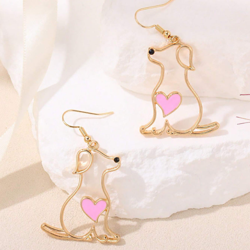 Wholesale Cute Fashion New Hollow Puppy Pendant Earrings