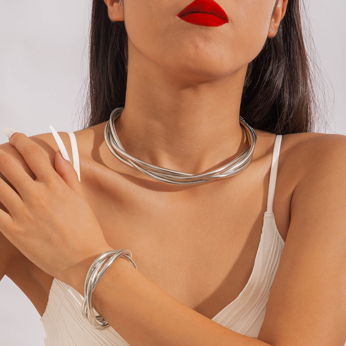 Wholesale Multi-layer Elastic Snake Bone Twist Necklace Bracelet ACC-BT-YongGe009