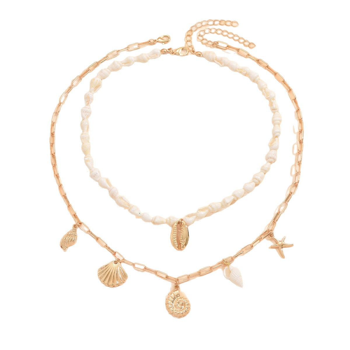 Wholesale seashell pendant  layered clavicle chain necklace.