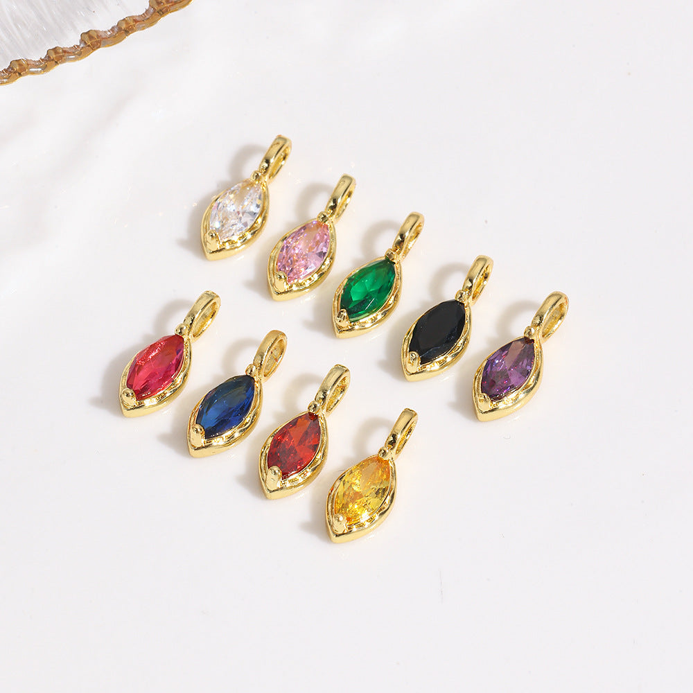 Wholesale 18k gold-plated copper color-preserving zircon marquise pendant