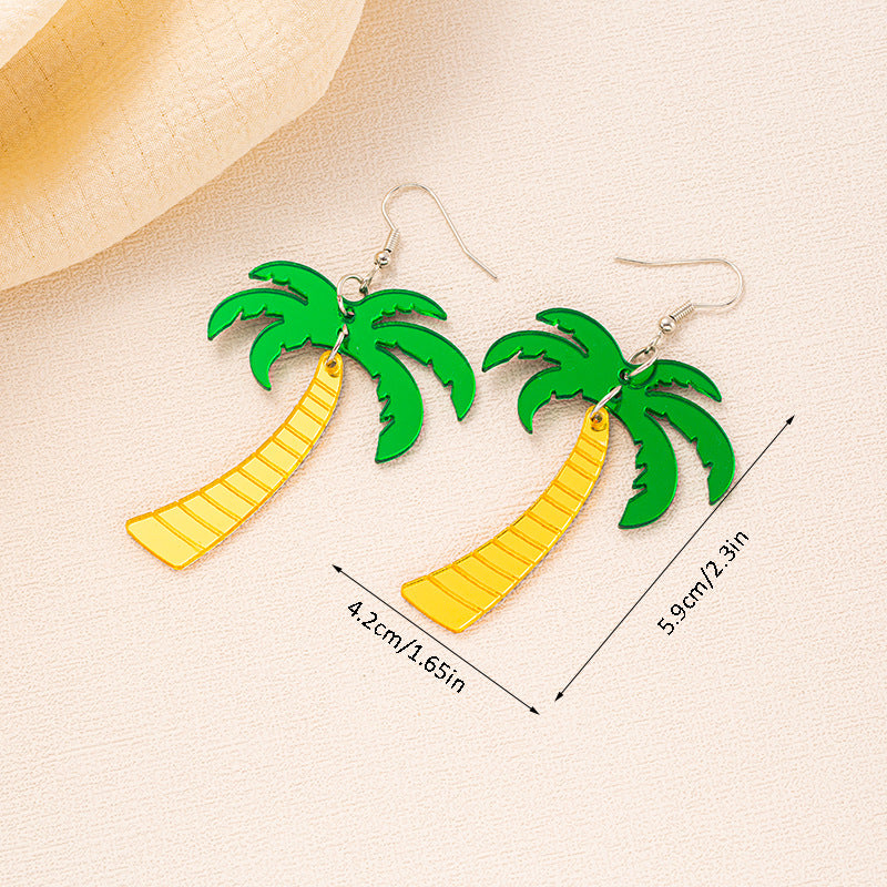 Wholesale Summer Coconut Tree Pineapple Palm Leaf Earrings Acrylic Earrings ACC-ES-Jiay010