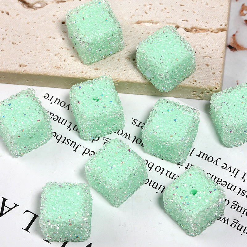 Wholesale of 5pcs/pack of Water Diamonds, Soft Sugar Beads, Candy Colored Square Full Diamond Beads ACC-BDS-BLG025