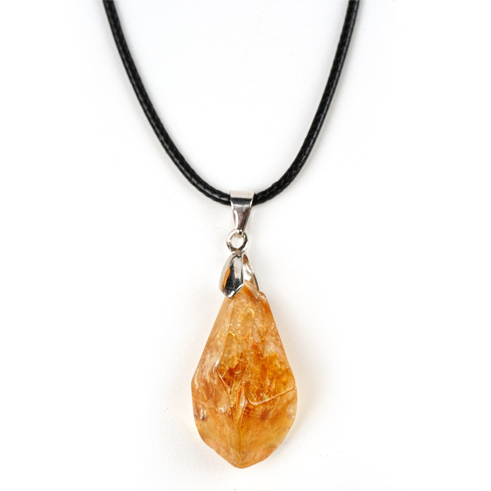 Wholesale Natural Citrine Pendant Yellow Tower Crystal Stone With Leather Cord Stylish Unisex Jewelry Fashion Accessory For Everyday Or Gift Boutique Resale