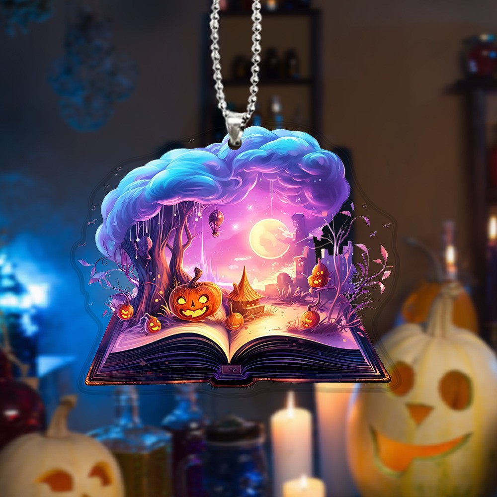 Wholesale Acrylic  Pumpkin Mushroom Cloud Moon Magic Book Keychain
