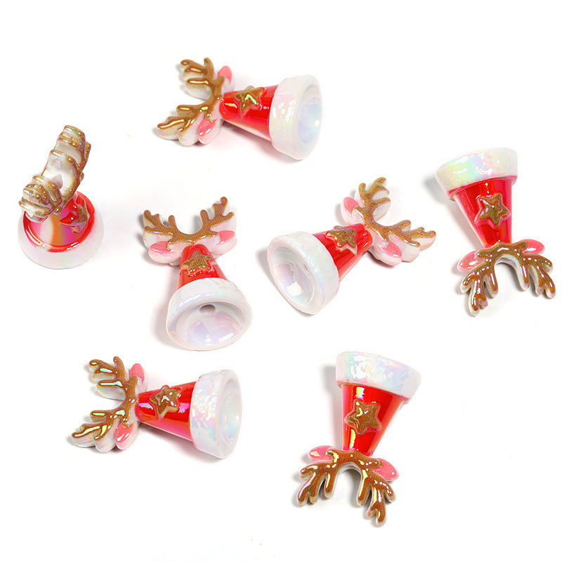 Wholesale 50pcs/pack creative christmas hat Acrylic Beads DIY Bead Accessories