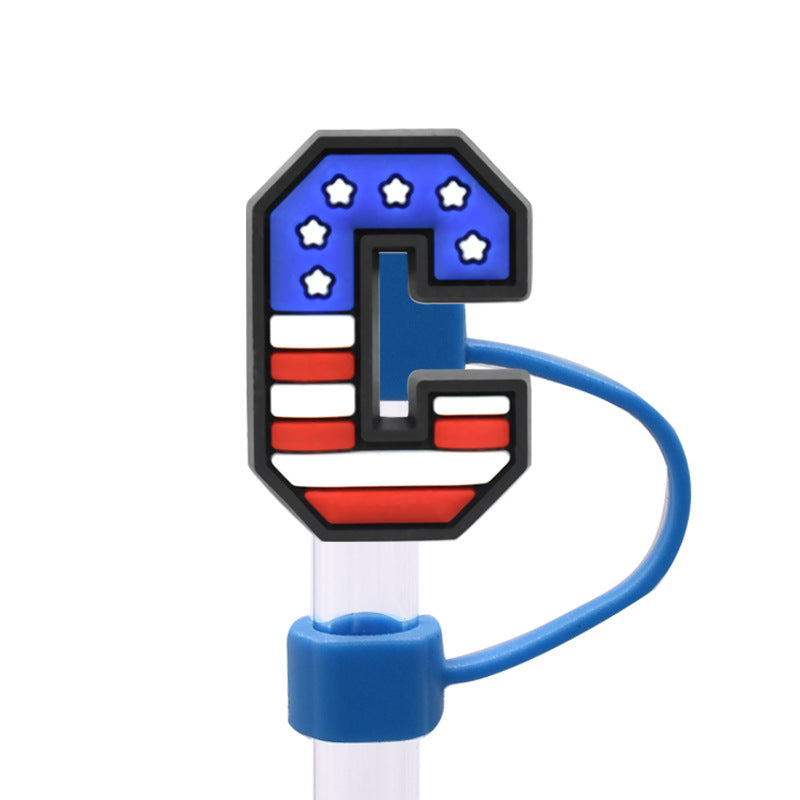 Wholesale Random 100pcs dustproof straw cap letter Straw Cover Straw Tube Cap