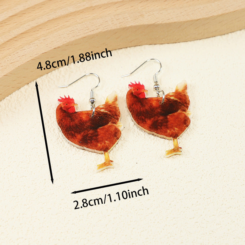 Wholesale Western Farm Chicken Acrylic Earrings