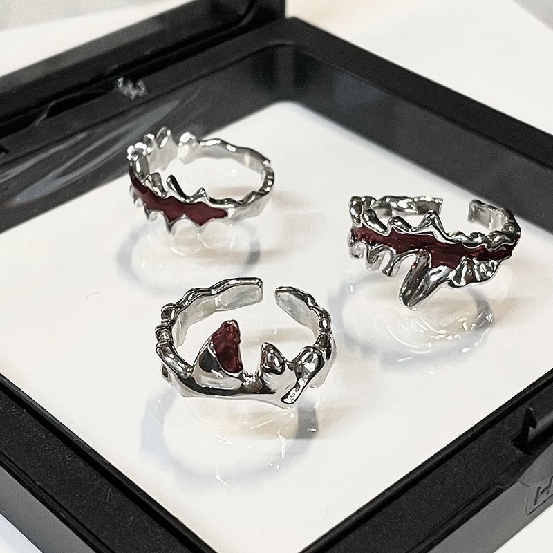 Wholesale Women S Open Ring Red Flame Irregular Geometric French Style Fashion Jewelry Gift For Everyday Wear