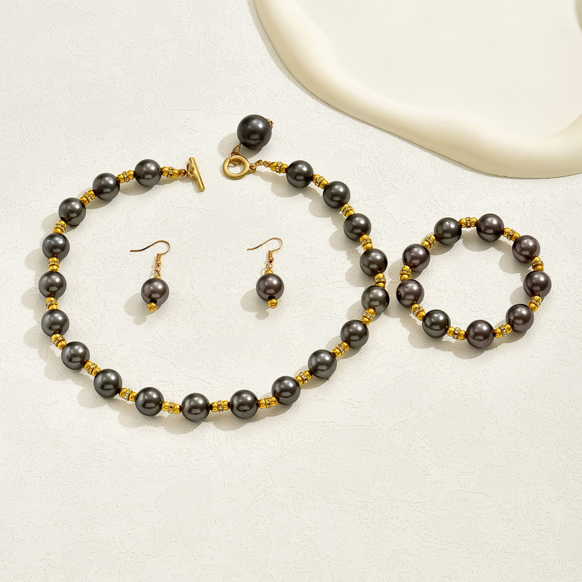 Wholesale Vintage Pearl Necklace Earring Set ACC-NE-BaSha008