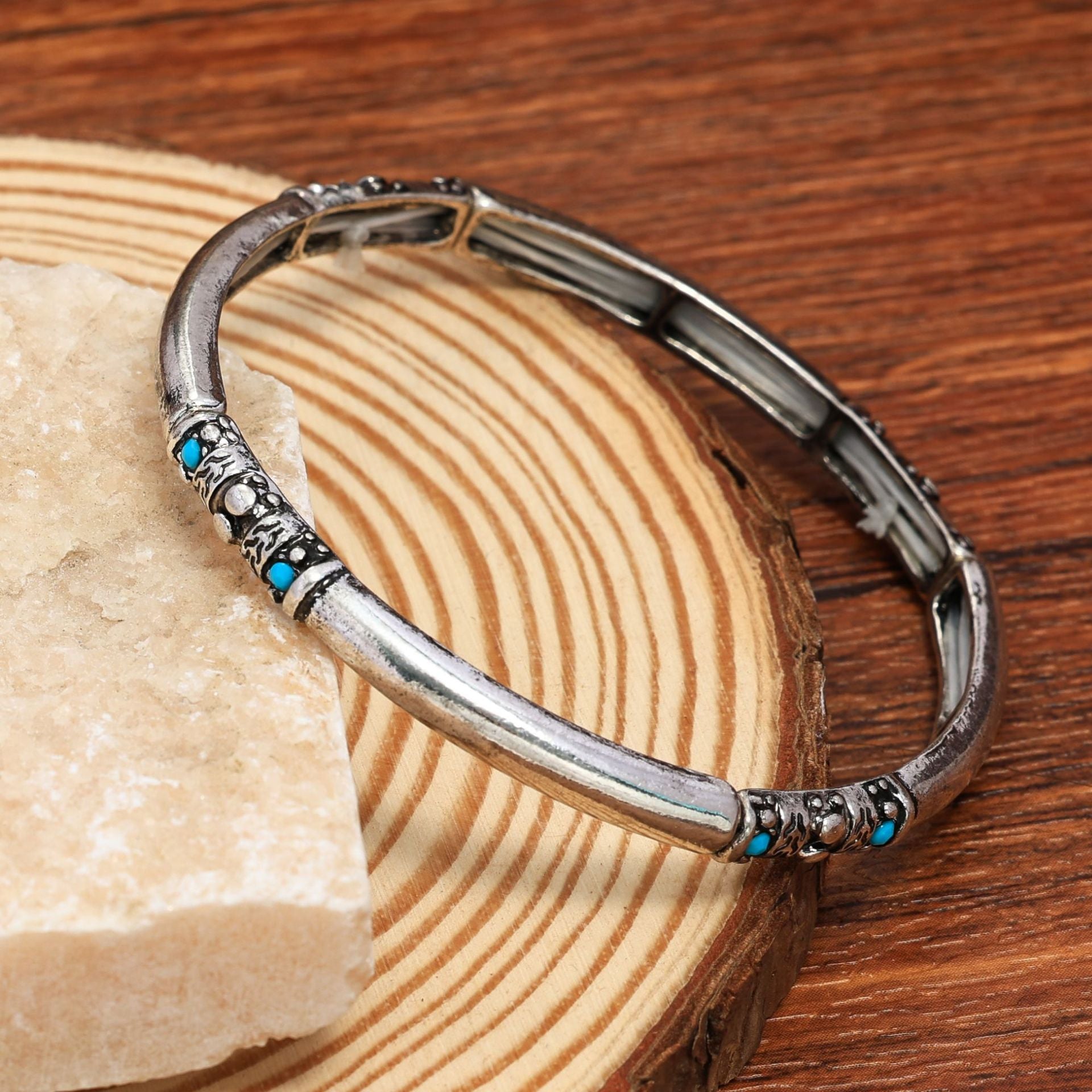 Wholesale Vintage turquoise bead vintage metal bracelet