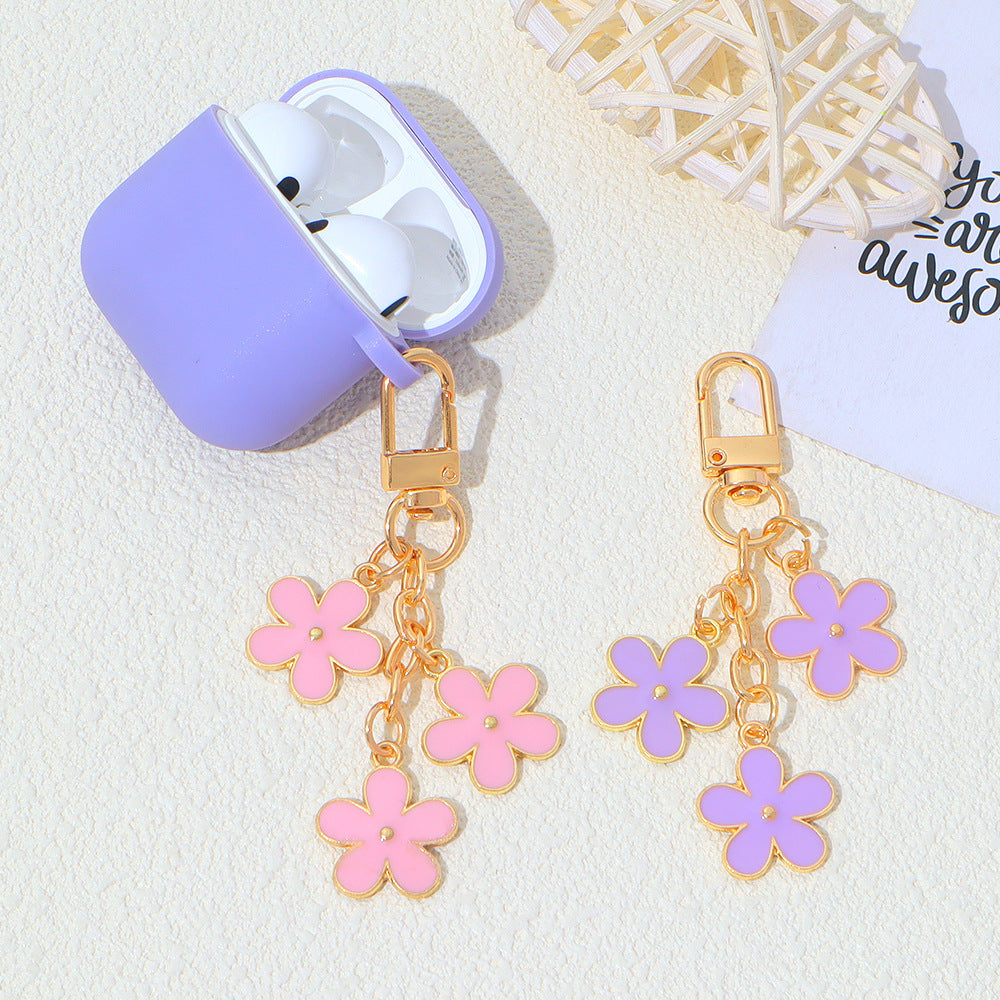 Wholesale Zinc Alloy Oil Dripping Flower Keychain Double-Sided Pendant Bag Charm