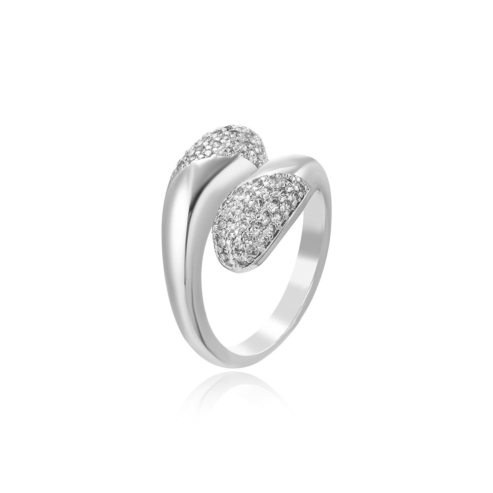 Wholesale 18k copper plated geometric spiral teardrop-shaped adjustable ring