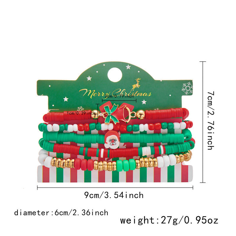 Wholesale Christmas Tree Bell Soft Clay Paper Card Bracelet Set