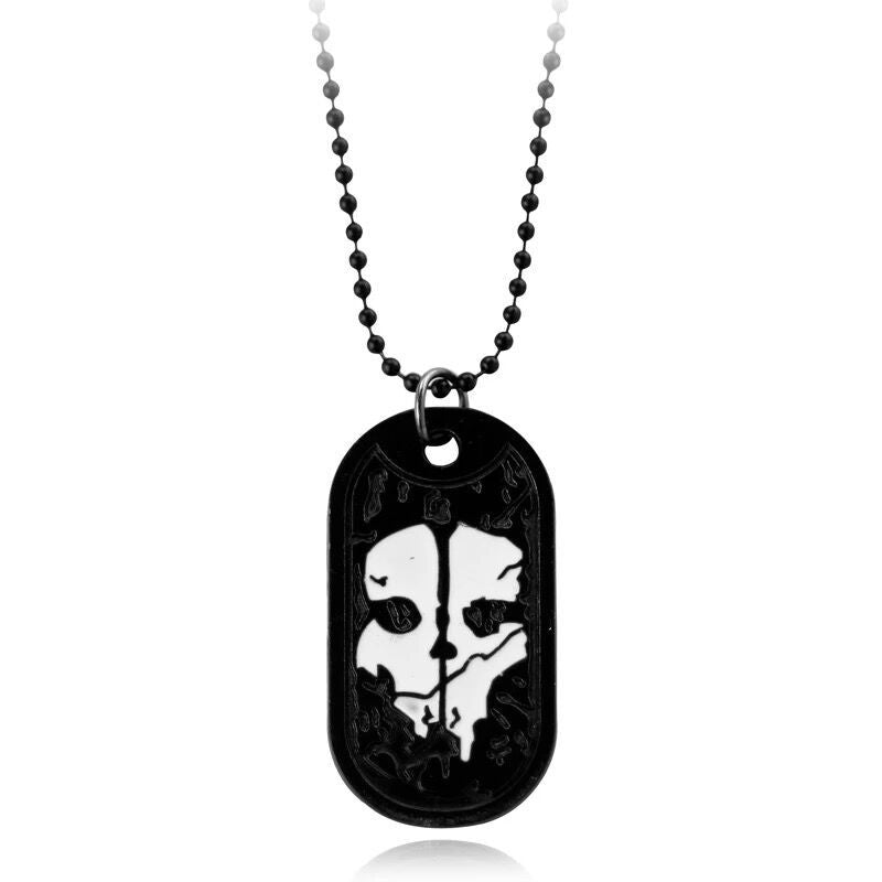 Wholesale  men's skull long pendant  fashion exaggerated punk style military uniform necklace