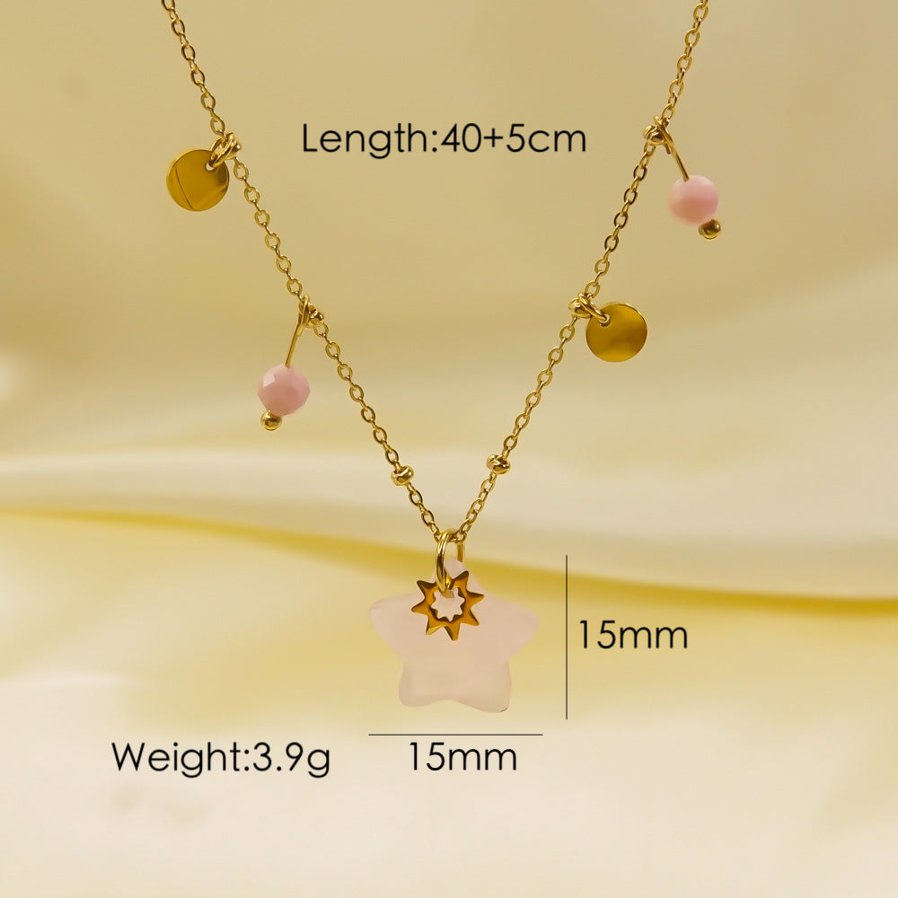 Wholesale Light Luxury Five-pointed Star Pendant Natural Stone Necklace