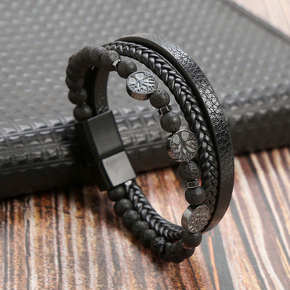 Wholesale natural stone bracelet magnet buckle men's bracelet ACC-BT-Hongx006