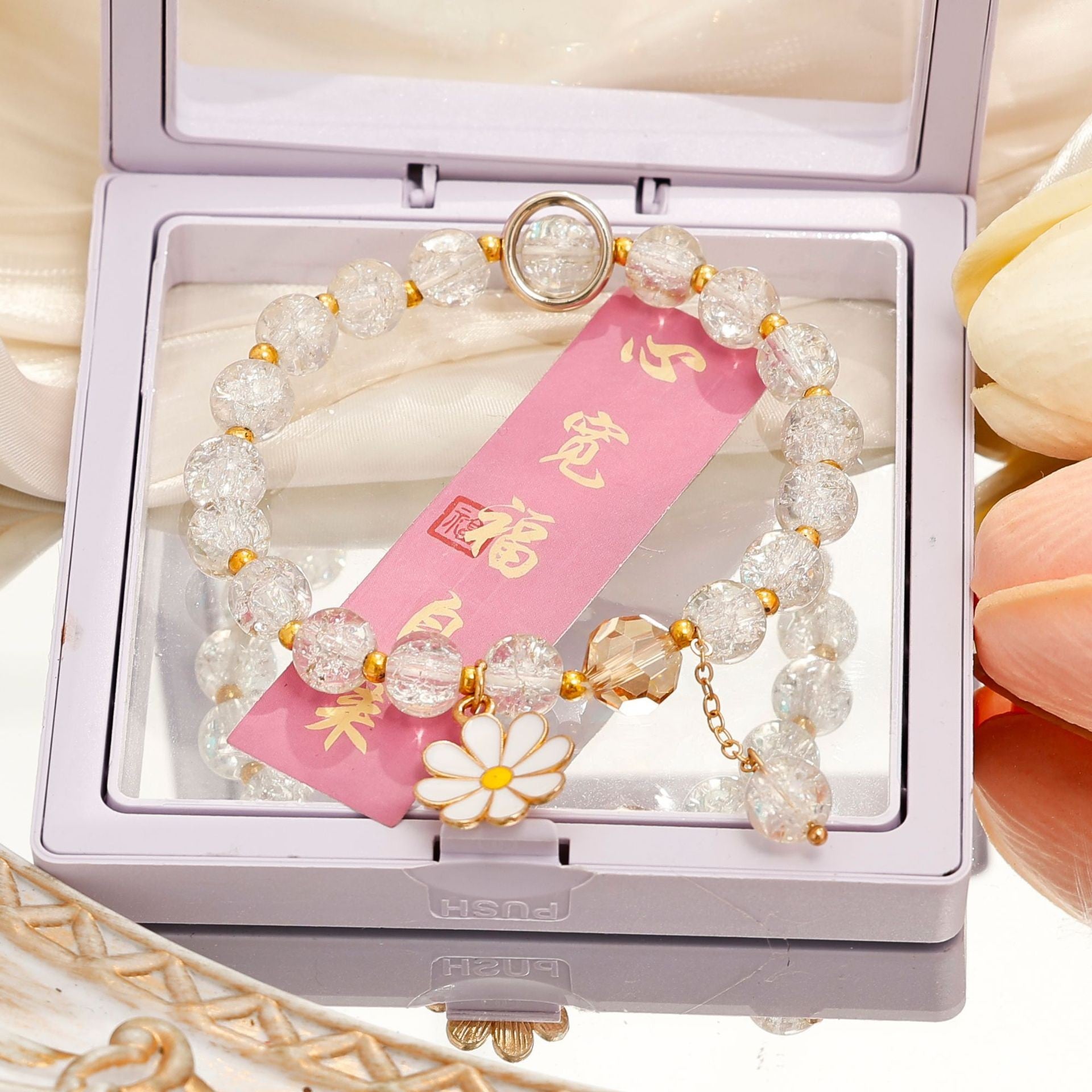 Wholesale  Crystal Glass  Bracelet Sunflower Bestie Bracelet