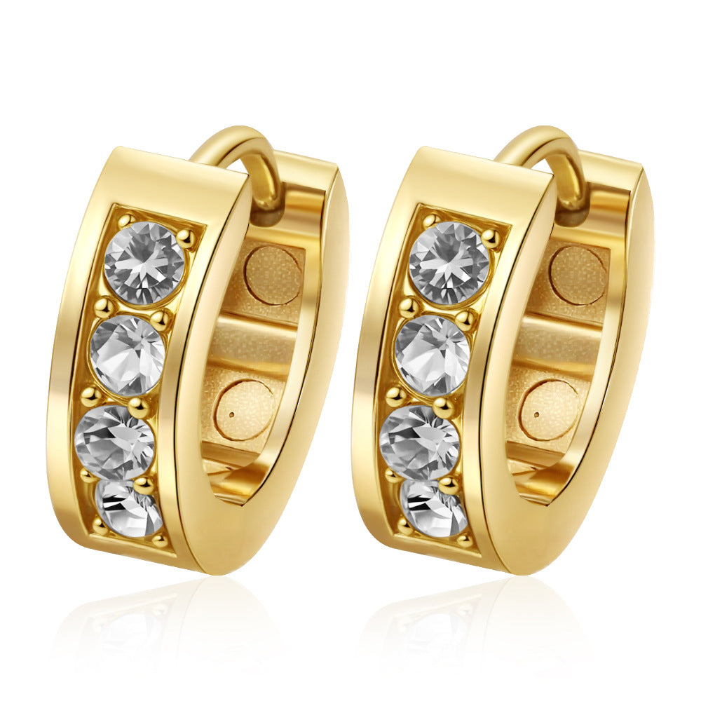 Wholesale Stainless steel earrings with zircon settings