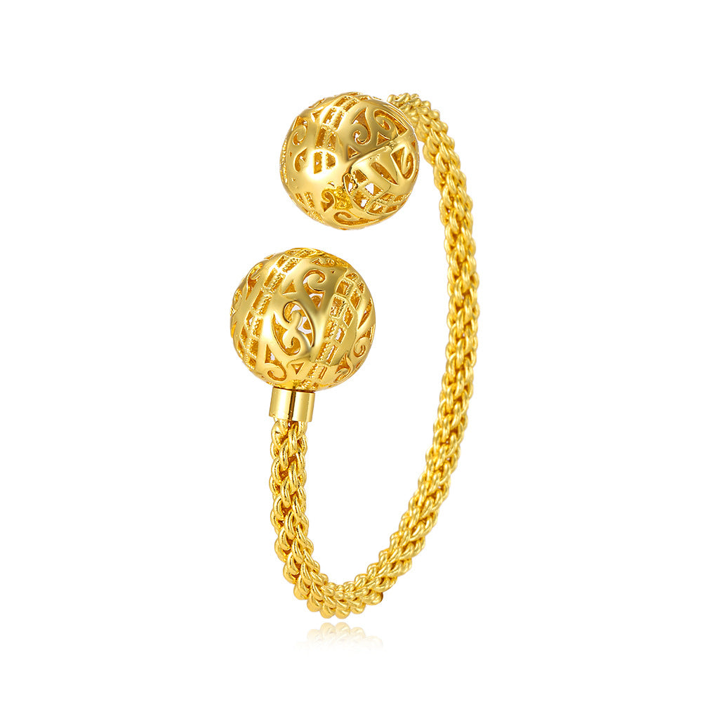 Wholesale round hollow twist spiral bracelet opening adjustable women' s  bracelet