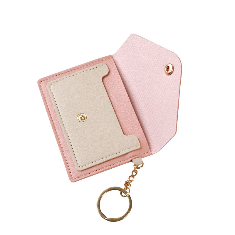 Wholesale Chic Women S PU Leather Short Wallet Powder Pink Solid Color Everyday Card Holder