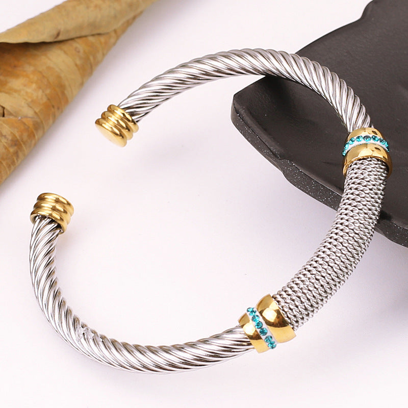 Wholesale Braided Titanium Steel Wire Rose Gold Bracelet ACC-BT-QianCai005