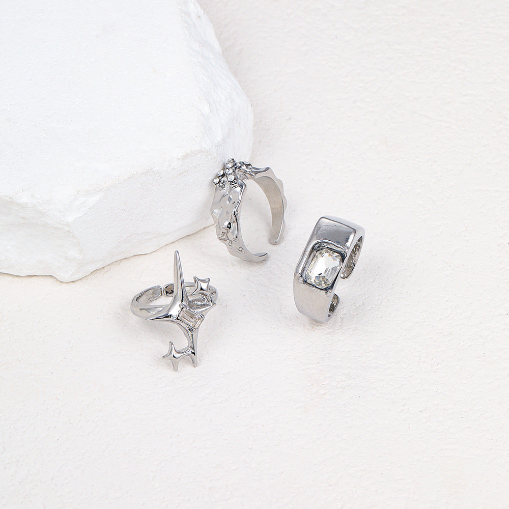 Wholesale Star Mount Inlaid Zircon Ring Three-piece Set