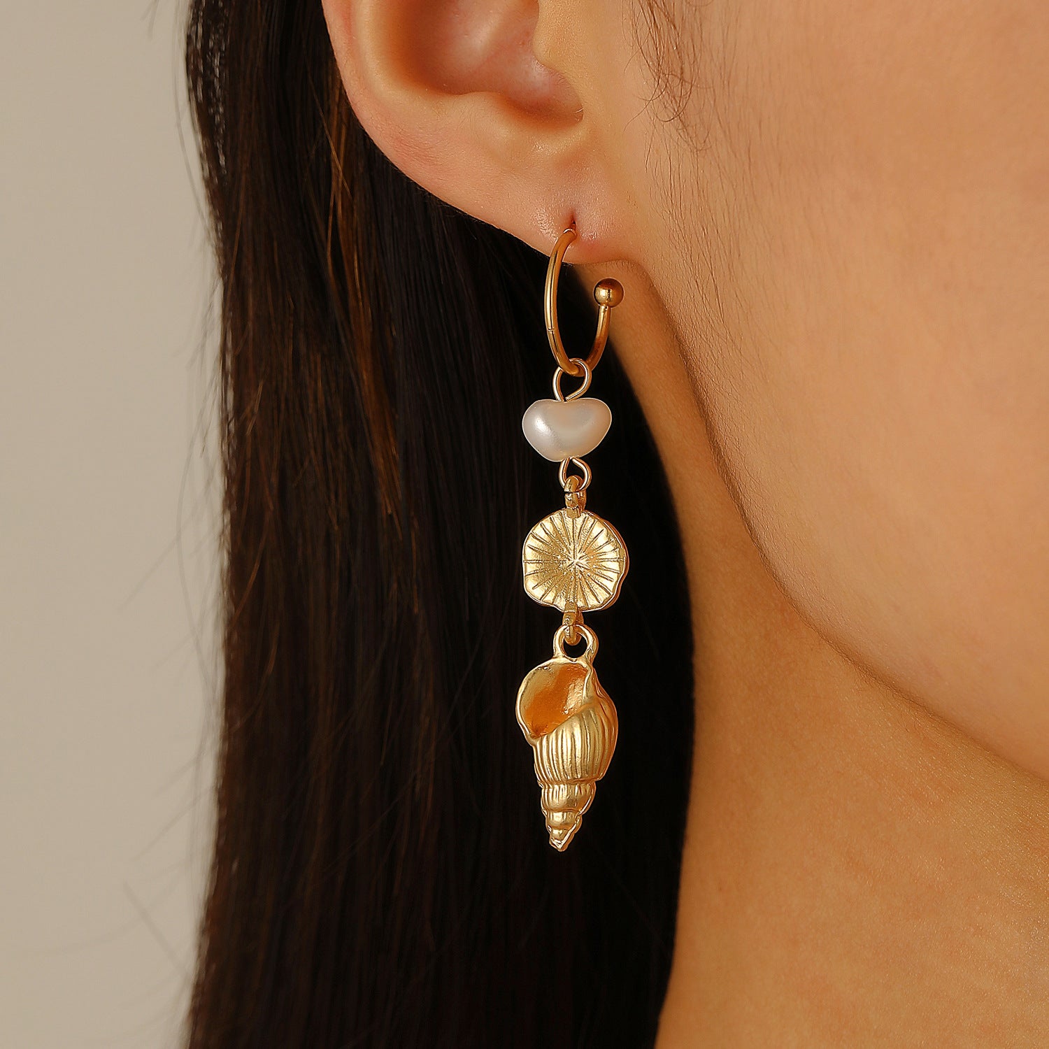 Wholesale Gold Tone Ocean Pearl Conch Starfish Earrings For Women Beach Vacation Fashion Jewelry Gift