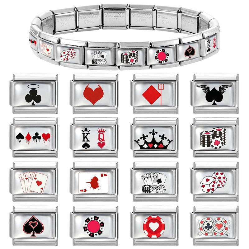 Wholesale Stainless Steel Poker Element DIY Modular Bracelet Accessory Jewelry Supply