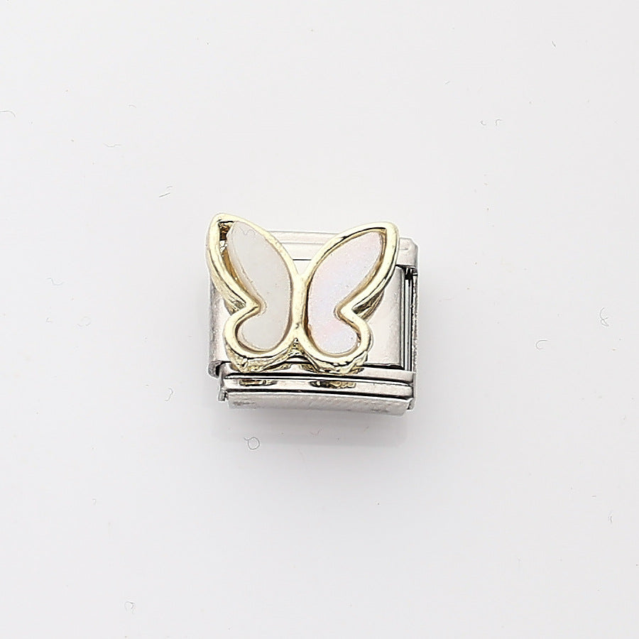 Wholesale 10pcs Italian Charm Bracelet 9mm DIY Splicing Pearl Heart Stainless Steel Composable Bracelet