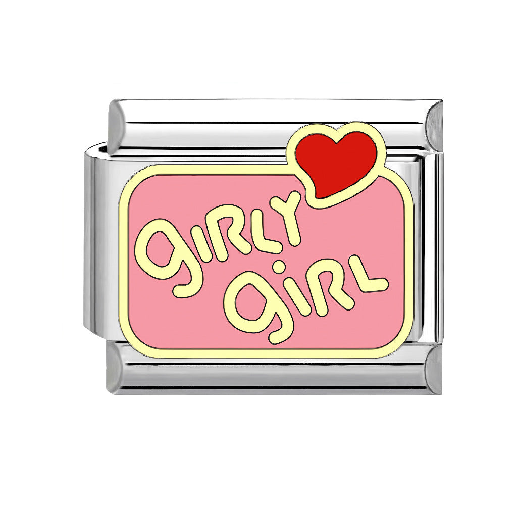 Wholesale Italian Charm Bracelet 9mm DIY Pink Element  Creative Stainless Steel Composable Bracelet